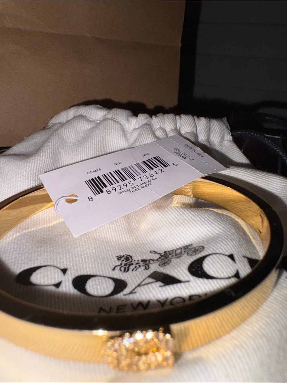 Coach Gold Logo-Accent Bangle Bracelet